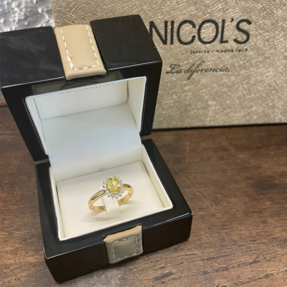 Anillo Zafiro Amarillo Dalia 0.90 - Anillos Compromiso Aniversario