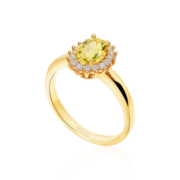 Anillo Zafiro Amarillo Dalia 0.90 - Anillos Compromiso Aniversario