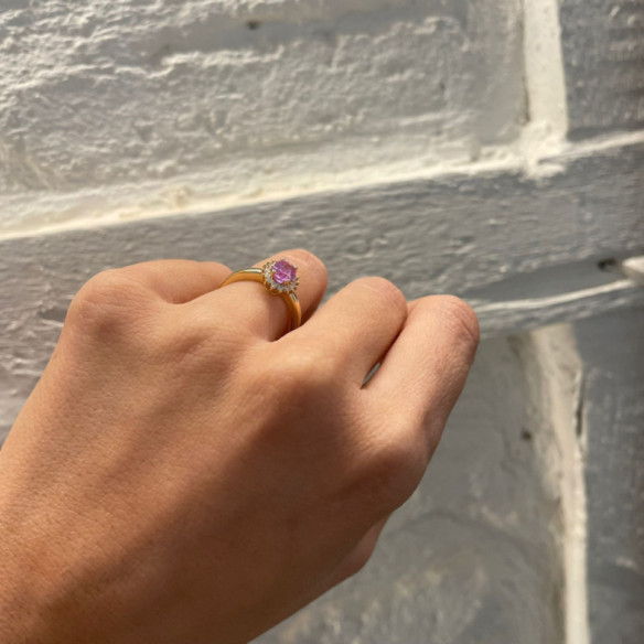 Anillo Zafiro Rosa Dalia 0.90 - ANILLOS