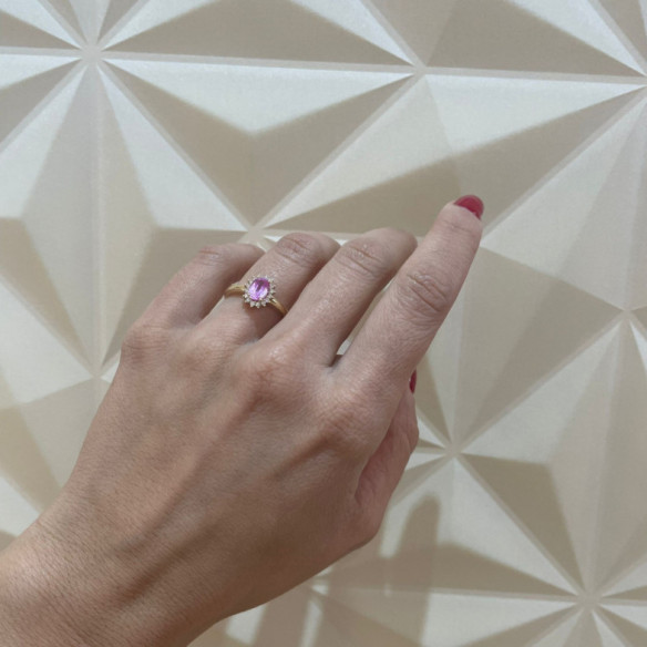 Anillo Zafiro Rosa Dalia 0.90 - ANILLOS