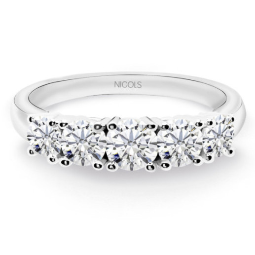 Anillo Diamantes Eloise 0.95 Oro Blanco - Cinquillo de Diamantes