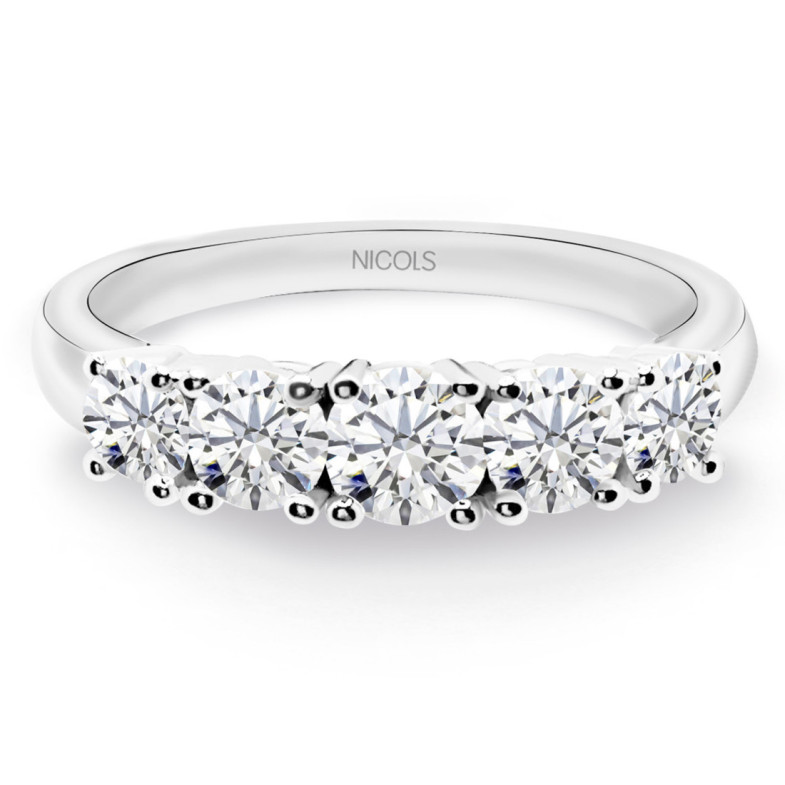 Anillo Diamantes Eloise 0.95 Oro Blanco - Cinquillo de Diamantes