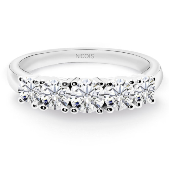 Anillo Diamantes Eloise 0.95 Oro Blanco - Cinquillo de Diamantes