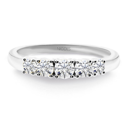 Anillo Diamantes Eloise 0.55 Oro Blanco - Tresillos de Diamantes
