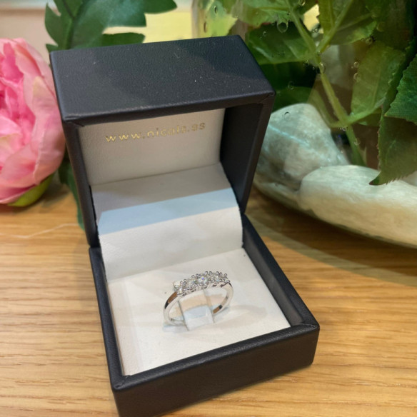 Anillo Diamantes Eloise 0.55 Oro Blanco - Tresillos de Diamantes