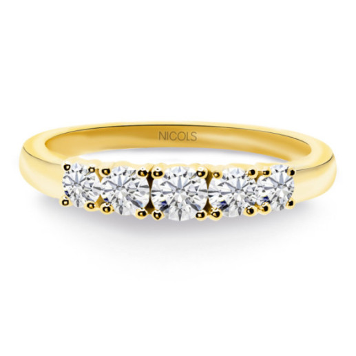 Anillo Diamantes Eloise 0.55 Oro Amarillo - Cinquillo de Diamantes