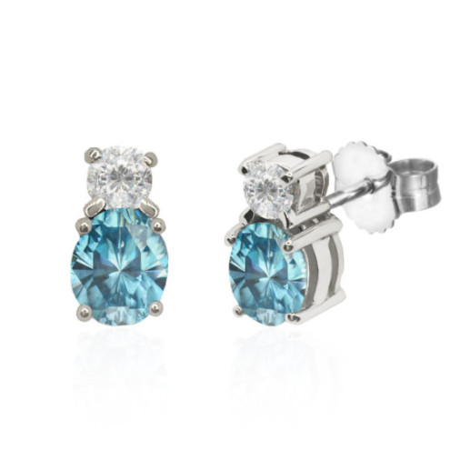 Pendientes Zircon Azul Y Diamantes - Boucles d'oreilles de pierres bleues 2