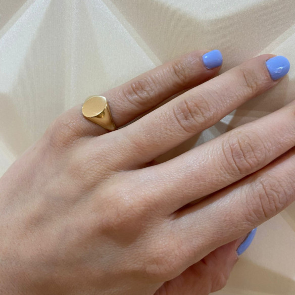 Anillo Sello Oro Mujer Small Oval - Anillos de Oro Sin Piedras