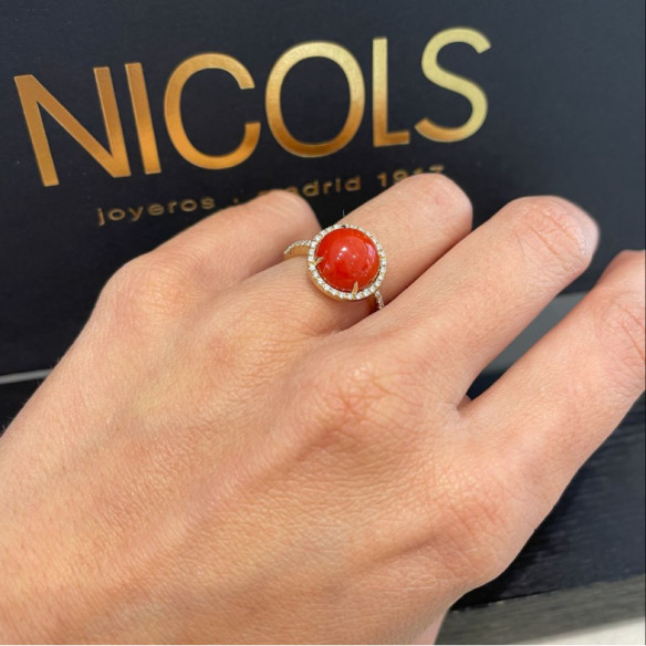 Anillo Coral Diamantes Red Velvet Nicols 12Mm - diseños actuales