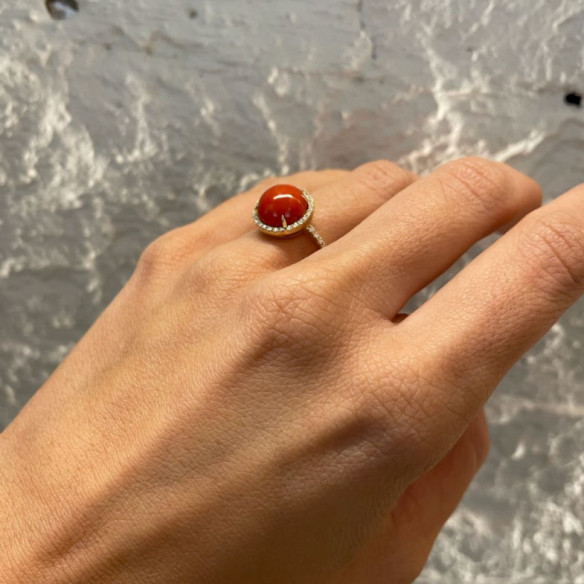 Anillo Coral Diamantes Red Velvet Nicols 12Mm - diseños actuales
