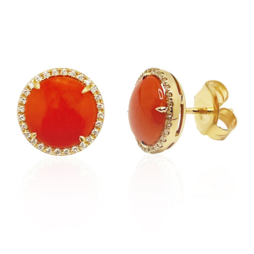 Pendientes Coral Diamantes Red Velvet 12Mm - Boucles d'oreilles de pierres rouges