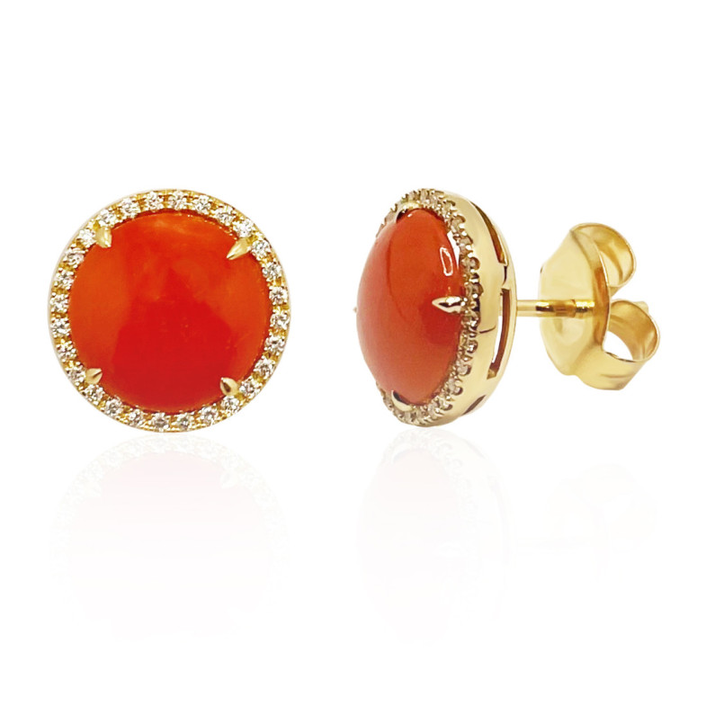 Pendientes Coral Diamantes Red Velvet 12Mm - Pendientes de Piedras Roja