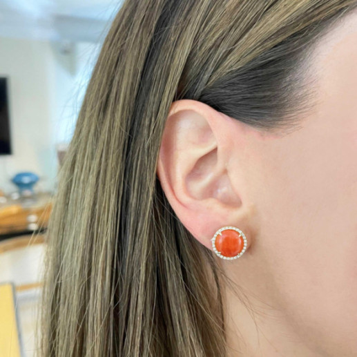 Pendientes Coral Diamantes Red Velvet 12Mm - Boucles d'oreilles de pierres rouges 2
