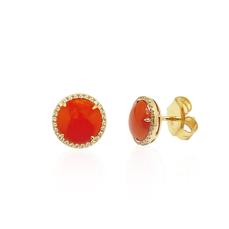 Pendientes Coral Diamantes Red Velvet 11Mm - Pendientes de Piedras Roja
