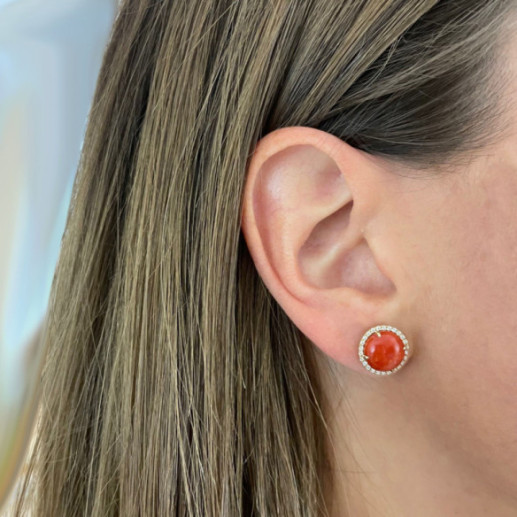 Pendientes Coral Diamantes Red Velvet 11Mm - Rote Steine Ohrringe 2