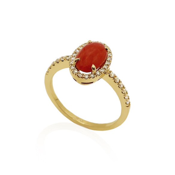 Anello in corallo ovale Velvet rosso 11x8mm - disegni attuali