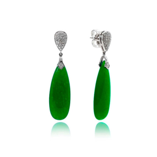 Pendientes Jade Verde Oro Y Diamantes Serenity Drop - Brincos de pedra verde