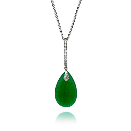 Pendant Green Jade Gold and Diamonds SERENITY - Pendants of green stones