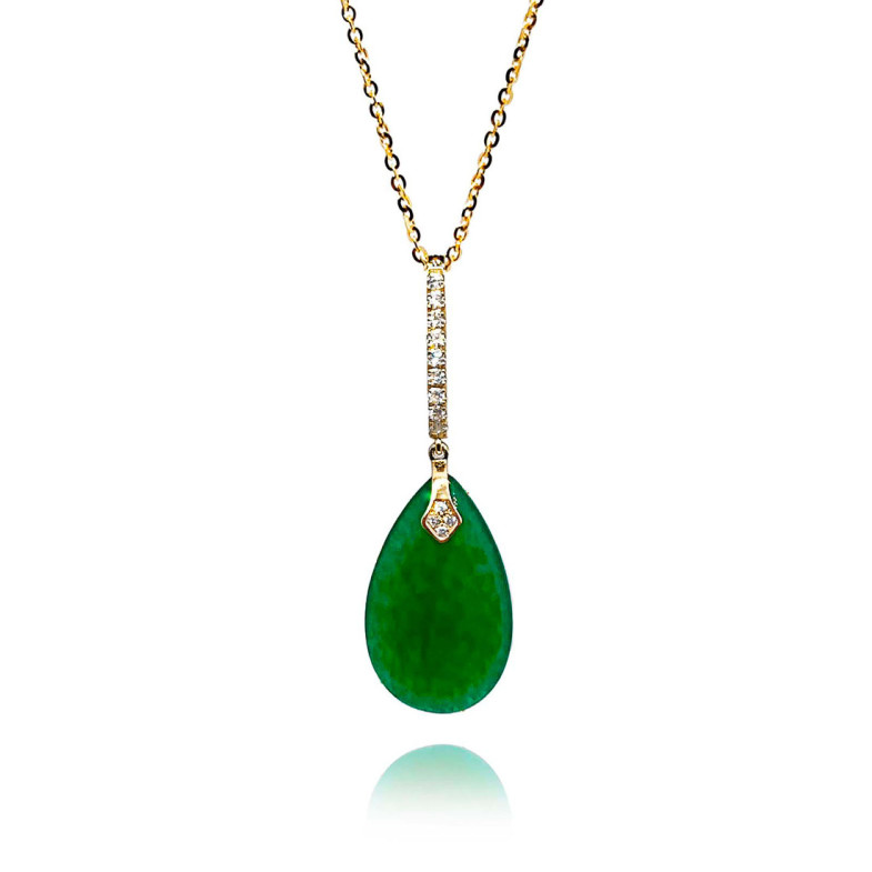 Colgante Jade Verde Oro Y Diamantes Serenity - Anhänger von grünen Steinen