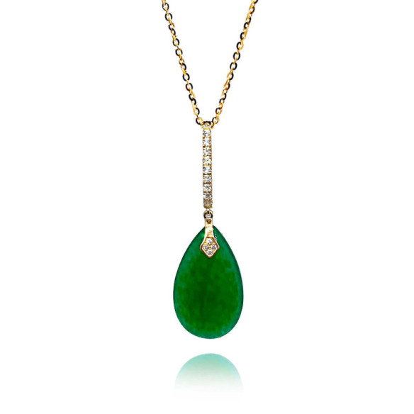Colgante Jade Verde Oro Y Diamantes Serenity - Anhänger von grünen Steinen