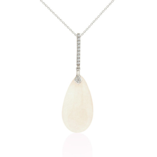 Colgante Jade Blanco Oro Y Diamantes Serenity - Pendenti altre pietre colorate