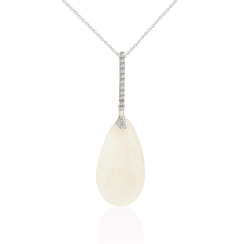 Colgante Jade Blanco Oro Y Diamantes Serenity - Colgantes Otras Piedras de Colores