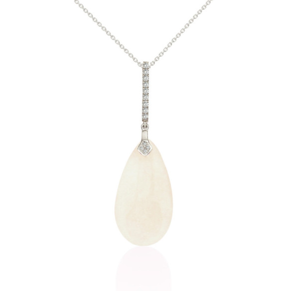 Colgante Jade Blanco Oro Y Diamantes Serenity - Colgantes Otras Piedras de Colores