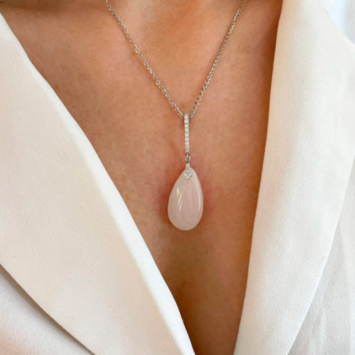 Pendant White Jade Gold and Diamonds SERENITY - Pendants Other colorful stones 2
