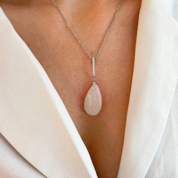 Colgante Jade Blanco Oro Y Diamantes Serenity - Colgantes Otras Piedras de Colores