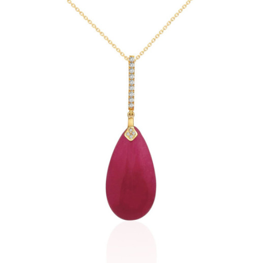 Pendente in giada rosso e serenità diamantata - Pendenti in pietra rossa