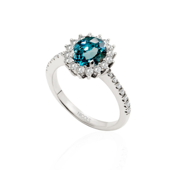 Anillo Oro Zircon Azul 3.12Ct Orla - Anillos Otras Piedras Preciosas