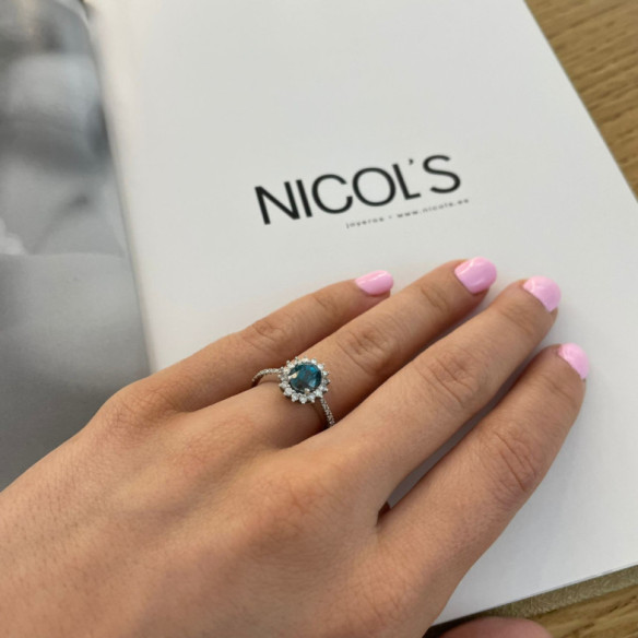 Anillo Oro Zircon Azul 3.12Ct Orla - Bagues Autres pierres précieuses