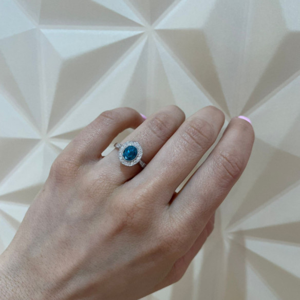 Anillo Oro Zircon Azul 3.10Ct Orla Plana - Ringe andere Edelsteine