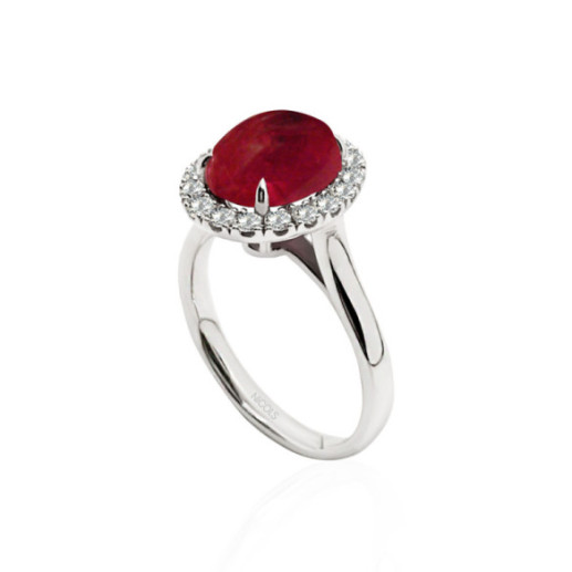 Anillo Rubi Sunrise Oval 3.40Ct Oro Blanco - Compromisso de aniversário de anéis 2