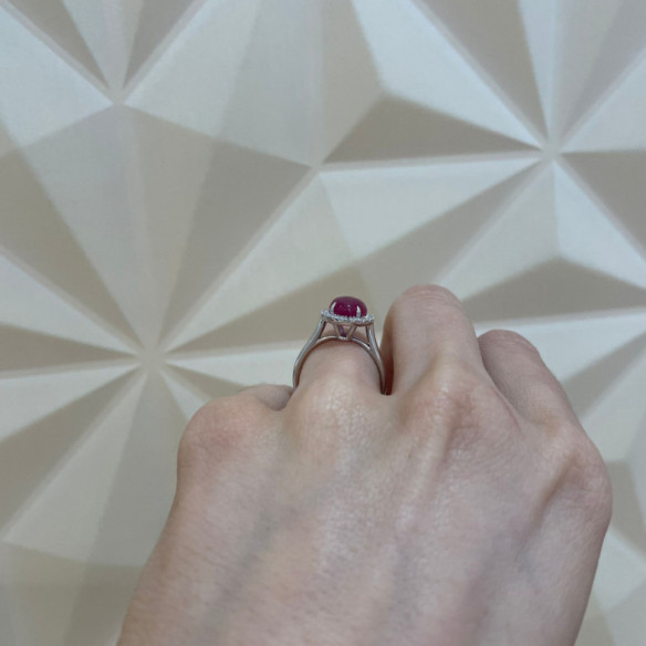 Anillo Rubi Sunrise Oval 3.40Ct Oro Blanco - Anillos Compromiso Aniversario