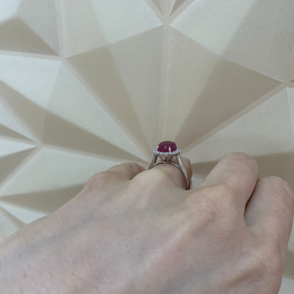 Anillo Rubi Sunrise Oval 3.40Ct Oro Blanco - Anillos Compromiso Aniversario