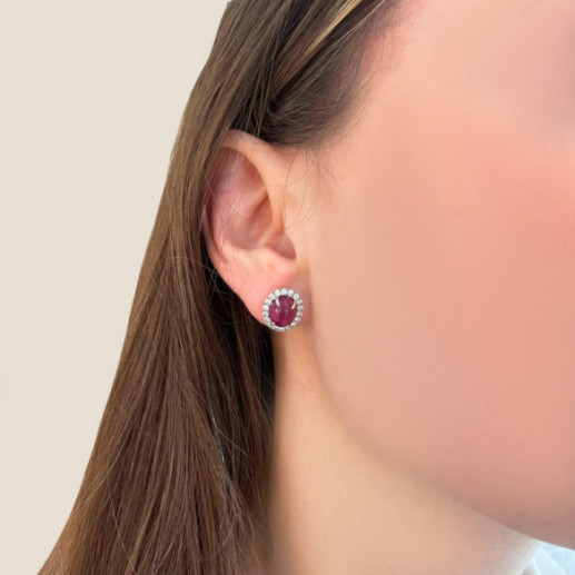 Pendientes Rubi Sunrise Oval 6.50Ct Oro Blanco - Rubi-Ohrringe