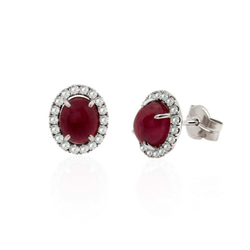 Pendientes Rubi Sunrise Oval 6.50Ct Oro Blanco - Pendientes de Rubi 2
