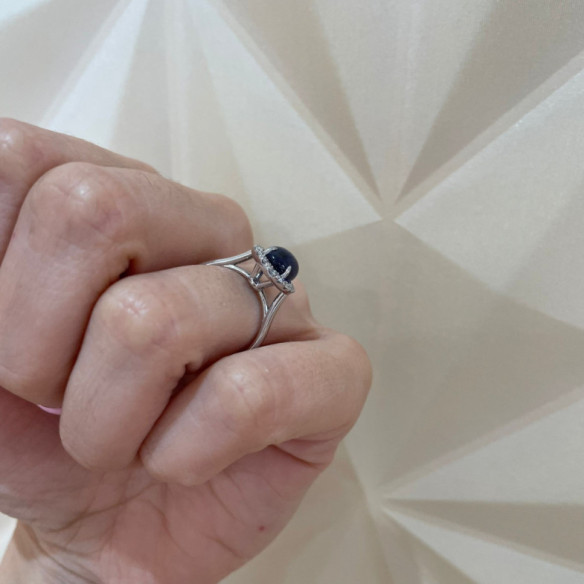 Anillo Zafiro Sunrise Oval 2.85 Ct Oro Blanco - Jubiläums Verlobungsringe