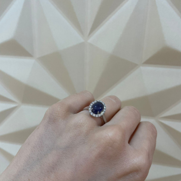 Anillo Zafiro Sunrise Oval 2.85 Ct Oro Blanco - Anillos Compromiso Aniversario