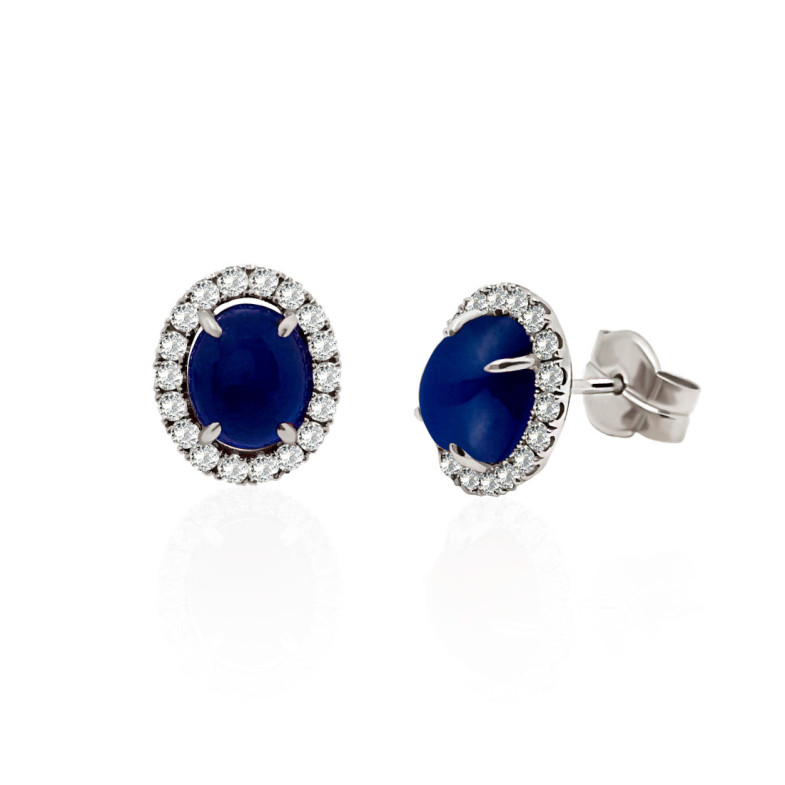 Pendientes Zafiro Sunrise Oval 5.70Ct. Oro Blanco - Pendientes de Zafiro