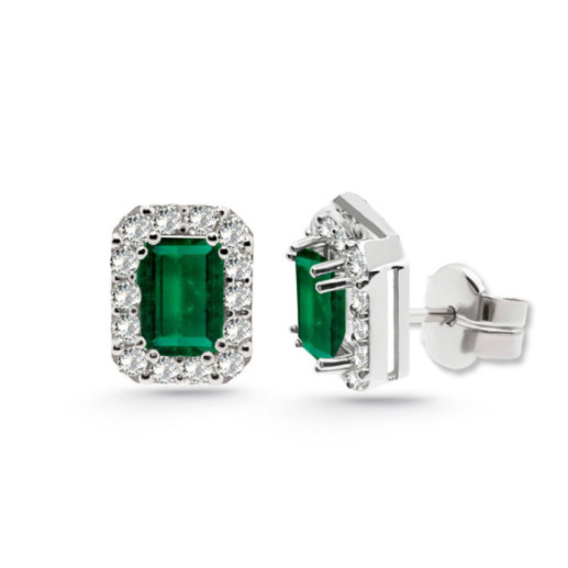 Pendientes Esmeralda Rectangular 1.45Ct Dormilona Sunset Rentangle - Pendientes de Esmeraldas