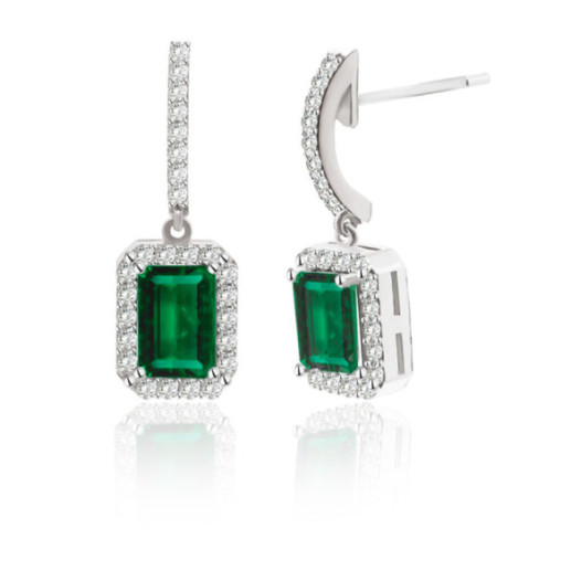 Pendientes Esmeralda 1.45Ct Oro Blanco Sunset Rentangle - Orecchini smeraldi