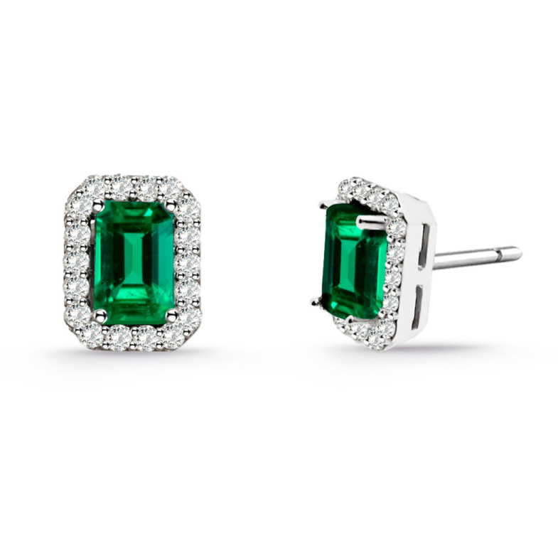 Pendientes Esmeralda Rectangular 1.30Ct Dormilona Sunset Rentangle - Boucles d'oreilles émeraude