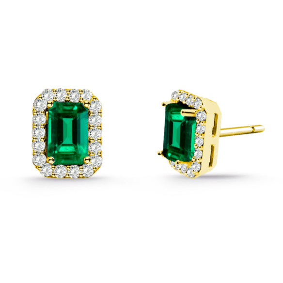 Pendientes Esmeralda Rectangular 1.30Ct Dormilona Sunset Rentangle - PENDIENTES