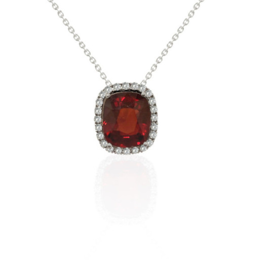 Collar Granate 6.90Ct Oro Blanco Sunset Square - Colliers en pierre rouges 2