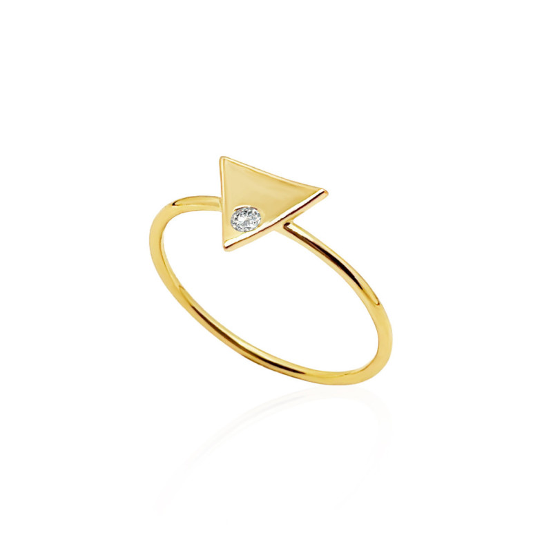 Anillo Triángulo Diamante Oro Amarillo Always - diseños actuales