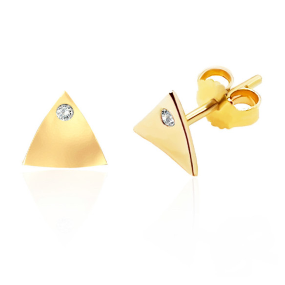 Pendientes Triángulo Diamante Oro Amarillo Always - cortos