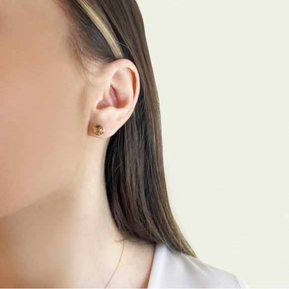 Pendientes Círculo Diamante Oro Amarillo Always - cortos