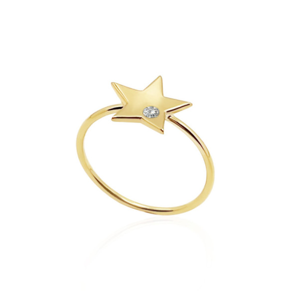 Anillo Estrella Diamante Oro Amarillo Always - diseños actuales